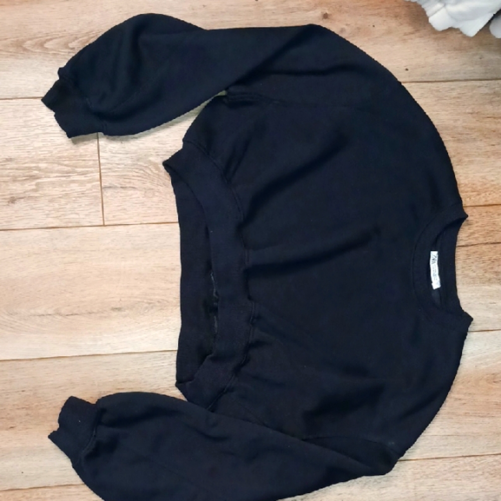 Zara Black Ribbed Crewneck Top
